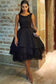 Scoop Open Back Homecoming Dresses A Line With Applique Satin & Tulle