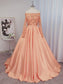 Sleeves Long Ball Beading Satin Gown Off-the-Shoulder Court Train Dresses