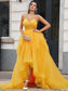 Tulle V-neck Ruffles A-Line/Princess Sleeveless Asymmetrical Dresses