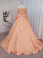 Sleeves Long Ball Beading Satin Gown Off-the-Shoulder Court Train Dresses