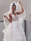 A-Line/Princess V-neck Sweep/Brush Applique Tulle Sleeveless Train Wedding Dresses