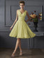 Sleeveless V-neck Short A-Line/Princess Pleats Chiffon Bridesmaid Dresses